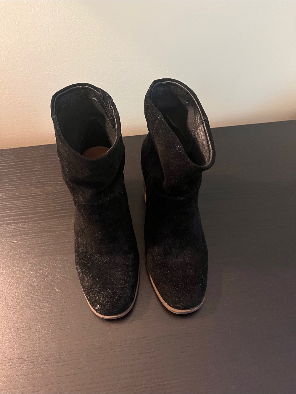 Lucky Brand Black Suede Slouch Ankle Booties